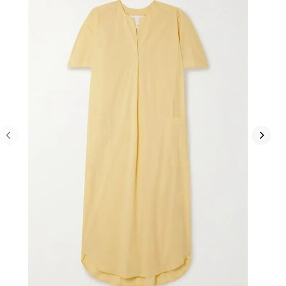 REMAIN BIRGER CHRISTENSEN MIRKA SOFT YELLOW SHORT SLEEVE V-NECK SHIFT MAXI DRESS - Picture 1 of 9